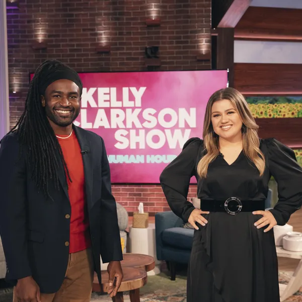 Alexander Lloyd Blake and Kelly Clarkson on the Kelly Clarkson Show.